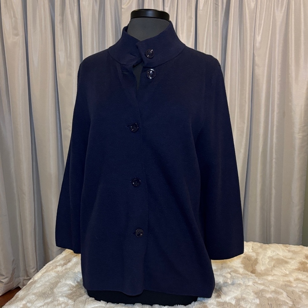 Talbots Navy Blue Women's Cardigan Sweater, Cotton blend, size large